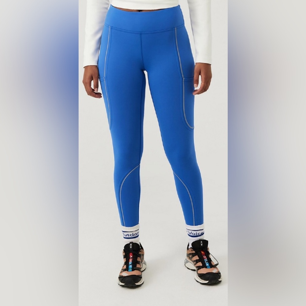 Outdoor Voices FrostKnit 7/8 Legging Blue Tight Reflective Side Pockets Warm Med